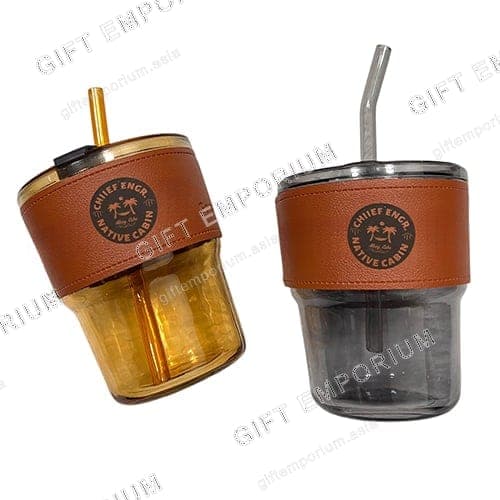 Glass Cup with Straw