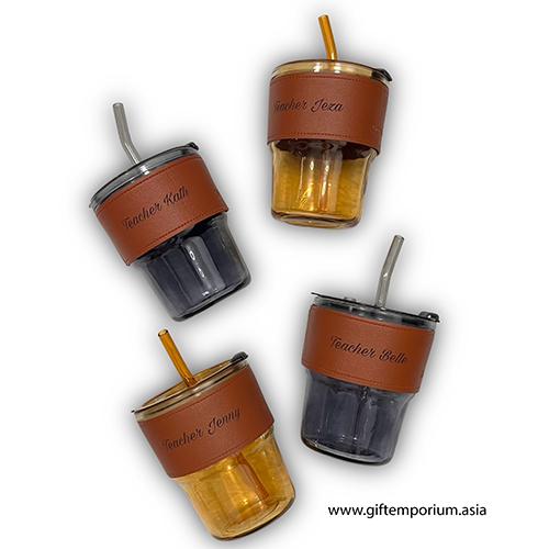 Glass Cup with Straw