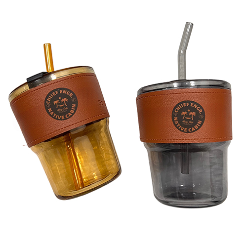 Glass Cup with Straw